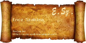 Encz Szabina névjegykártya